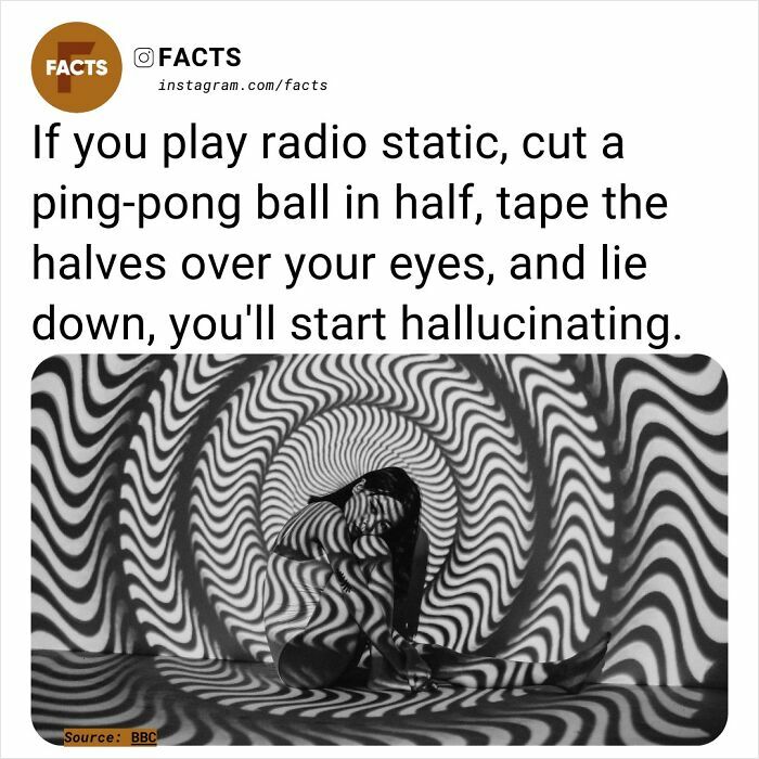 Optical illusion with wavy patterns and unusual fact about hallucination technique.