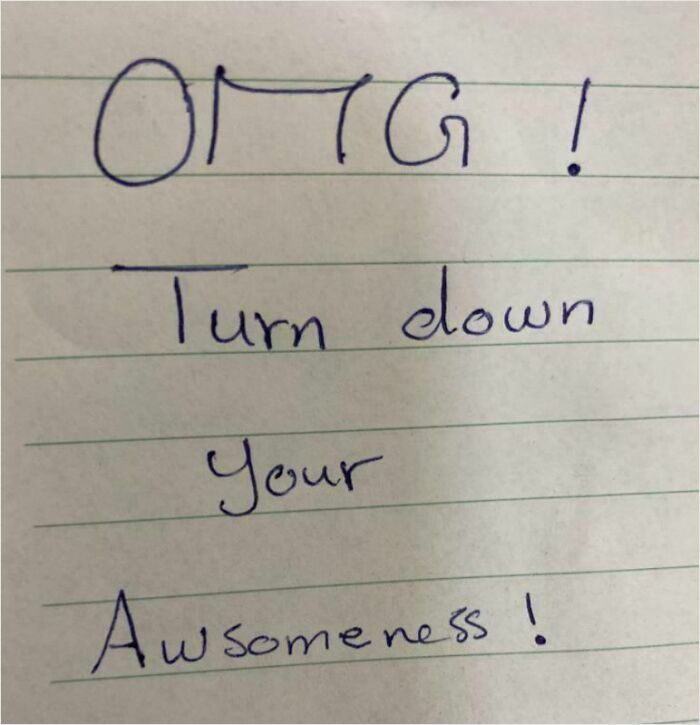 Handwritten note expressing a pure and uplifting moment that encourages turning down your awesomeness.