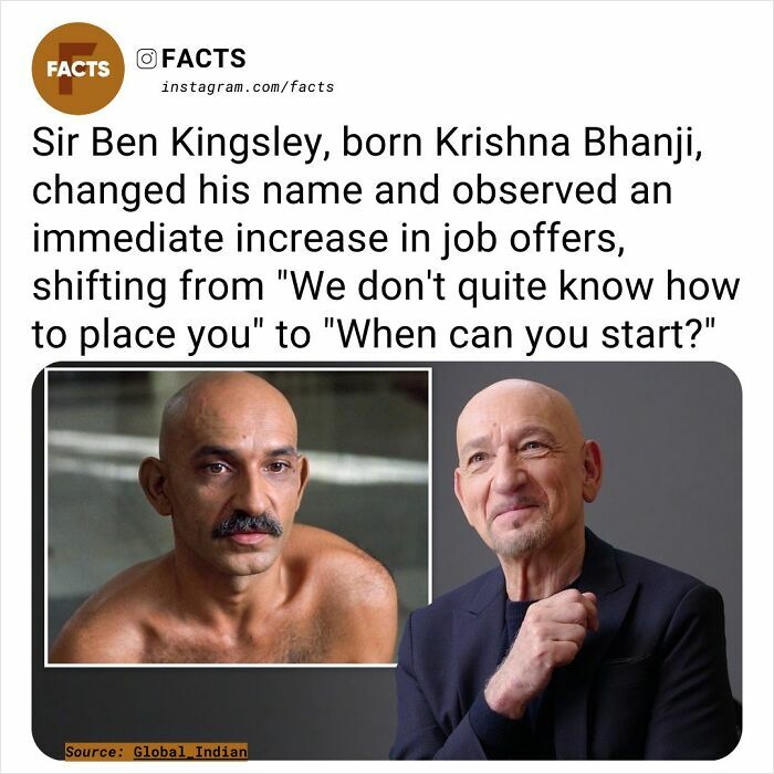 Man with mustache and man in blazer, showcasing fascinating facts about job offer changes after name change.