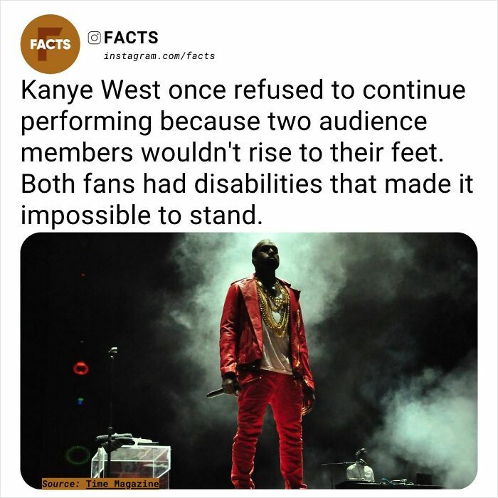 Performing artist in red jacket amid stage smoke; fascinating fact about a concert incident involving audience.