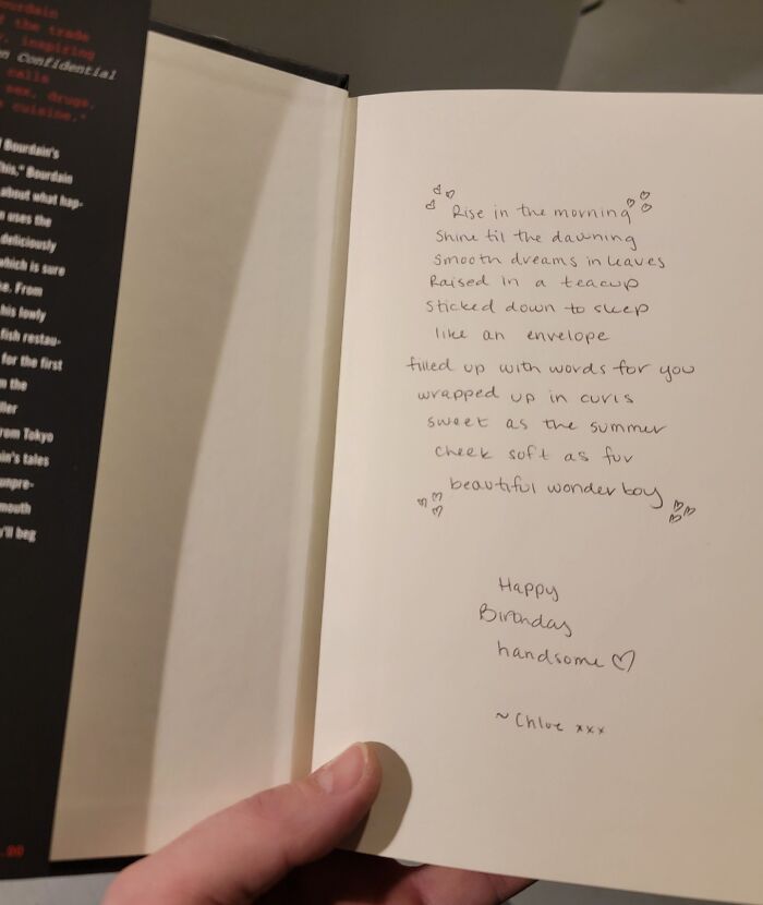 Handwritten poem with uplifting words and birthday wishes, a pure and uplifting moment captured for your daily scroll.