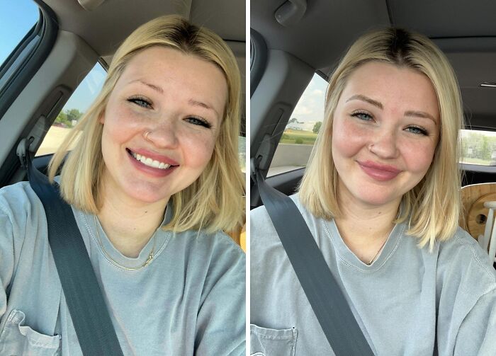 Young woman in a car showing small appearance changes that made the biggest difference for women’s confidence and style.