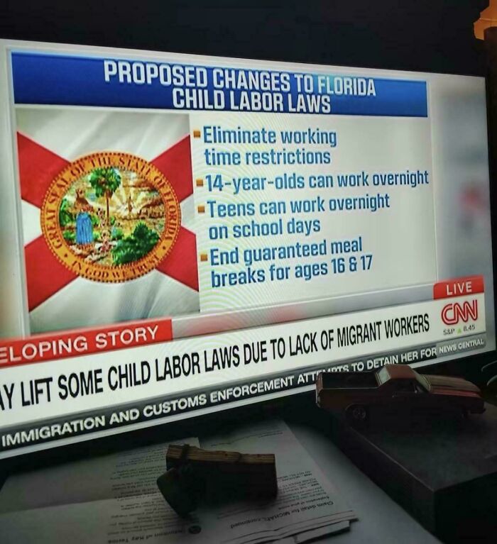 Proposed changes to Florida child labor laws including overnight work for teens and ending meal breaks for ages 16 and 17.