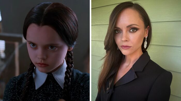 Famous celebrity then and now photos showing the transformation of a popular actress from childhood to adulthood.