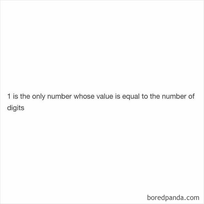 Funny and random shower thought about the number 1 being the only number equal to its digit count.