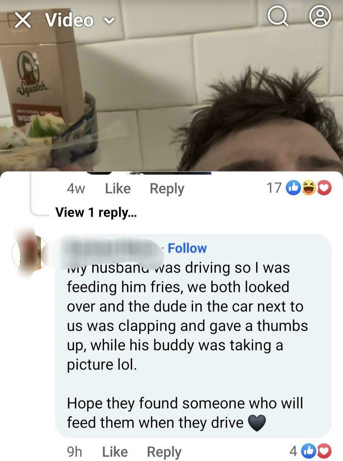 Comment on a social media post describing an outrageous lie involving clapping and thumbs up while driving, illustrating outrageous lies.