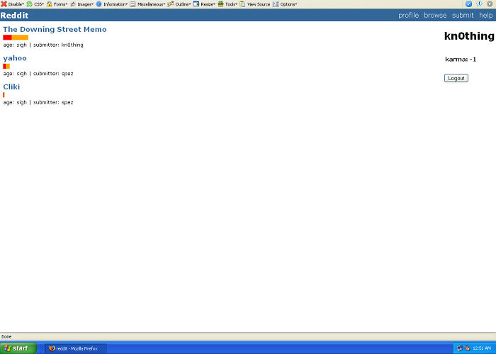 Screenshot of a classic Reddit page showing posts and user interface from an alternate angle of iconic internet history.