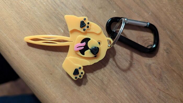Keychain accessory shaped like a dog head with a clip, one of the mystery objects this online group helped recognize.