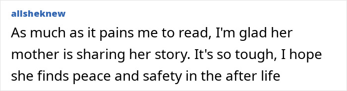 Comment on Sophie Nyweide's obituary, expressing support for her mother's strength and hope for her peace.