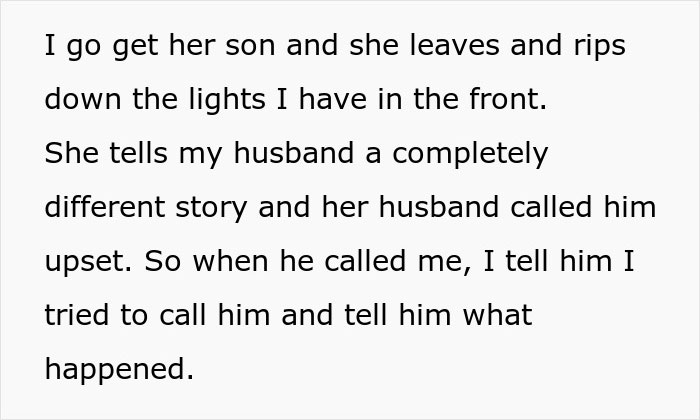 Text about babysitting miscommunication and resulting upset between in-laws.