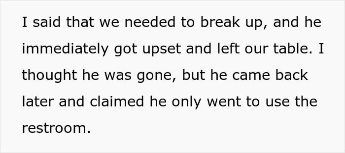 Text image discussing a breakup due to a boyfriend's intentions for his daughter.