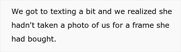 Texting reveal guy's trip to see girlfriend, missing photo for frame she bought.