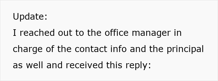 Text update regarding school contacting mom for emergencies instead of dad. Text update regarding school contacting mom for emergencies instead of dad.