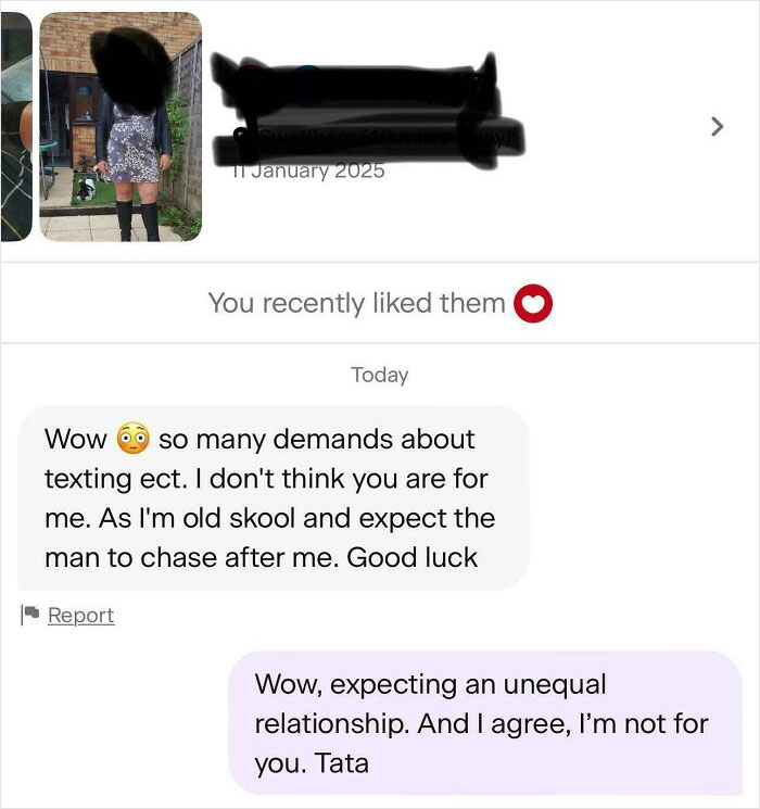 Text exchange about relationship expectations, focusing on a reality check in dating dynamics.