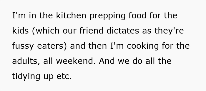 Text about preparing food for fussy eaters in a family and friends setting.