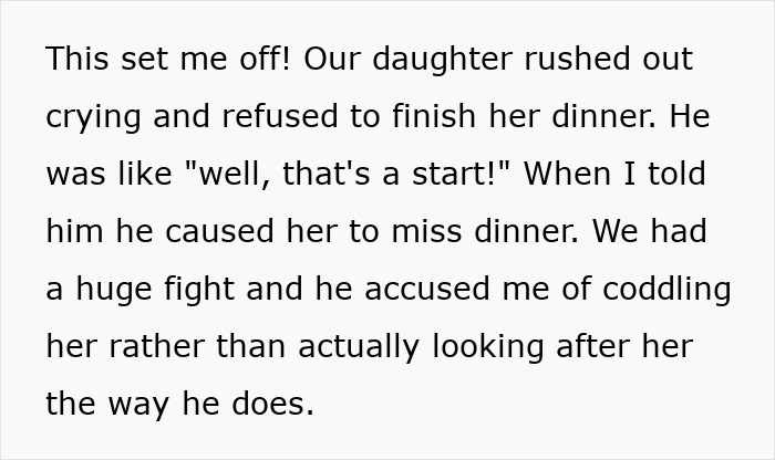 Alt text: Angry mother confronts husband over fat-shaming their 13-year-old daughter causing family conflict and accusations of coddling.