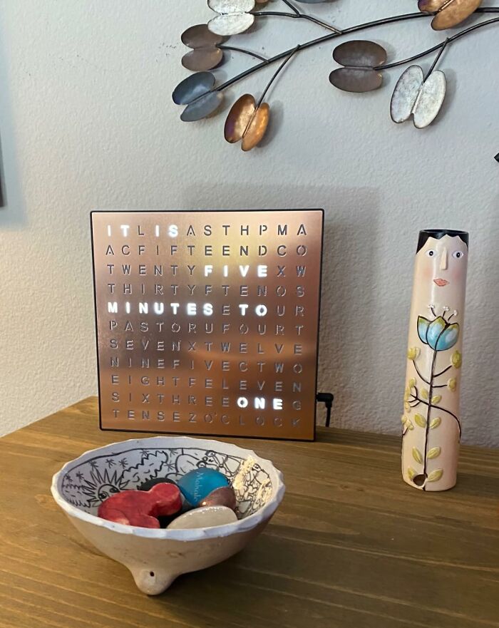 Decorative word clock and colorful decor, a show-stopping find for the home.