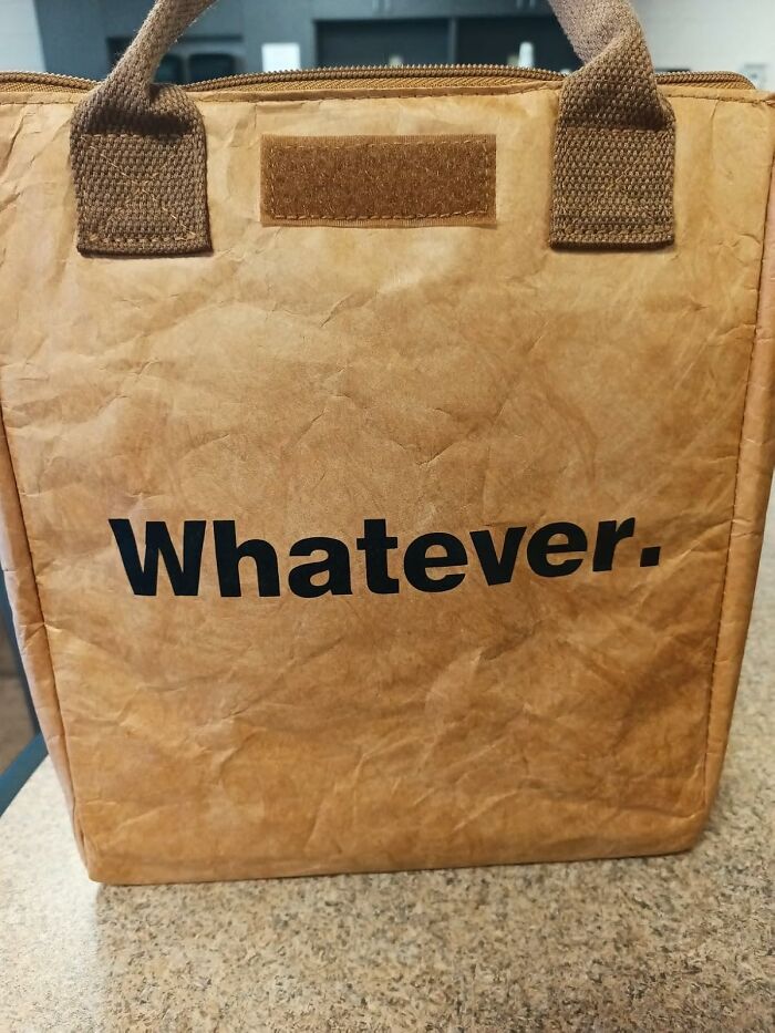 Brown lunch bag with "Whatever" text, perfect for making meal prep simple and fun.