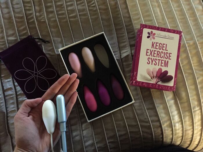 Kegel exercise system displayed with various colored weights, ideal for personal health in Easter basket treats.
