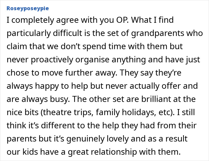 Text discussing modern grandparenting double standards and family dynamics.