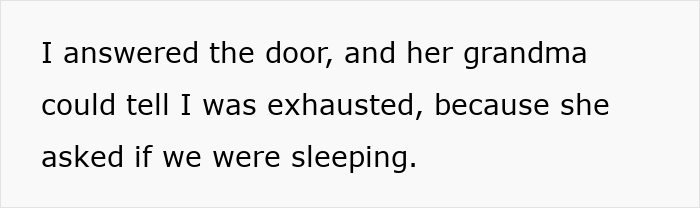 Text about couple dealing with in-laws visiting during babies' nap, highlighting exhaustion. Text about couple dealing with in-laws visiting during babies' nap, highlighting exhaustion.