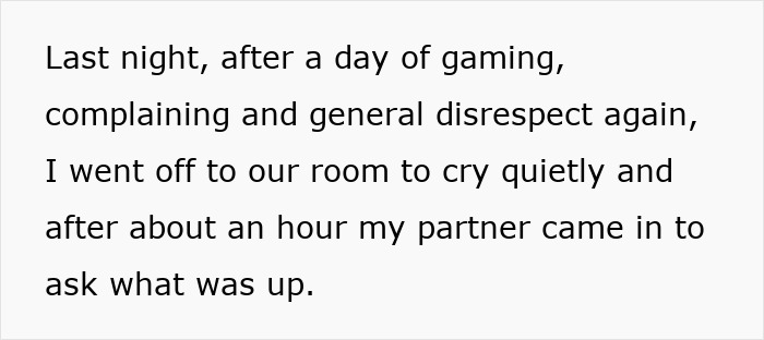 Stepmom emotional moment after kids' behavior, partner reacts defensively.