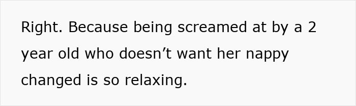 Text about a dad's challenge with two toddlers not wanting their nappies changed.