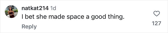 Comment by user natkat214, saying, "I bet she made space a good thing", referencing Blue Origin astronauts.