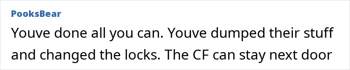 Comment by user PooksBear discussing actions taken after neighbors were in a late mom's house.