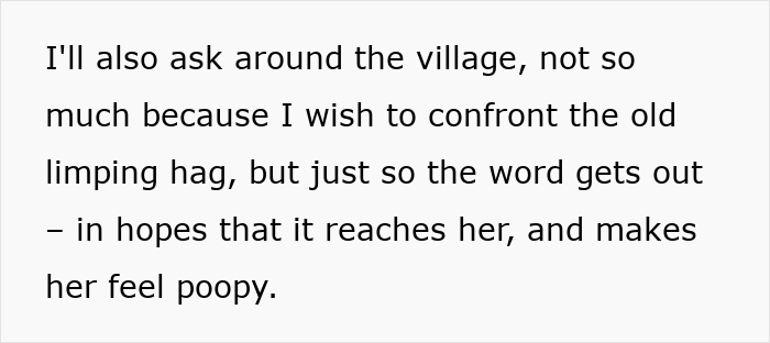 Text about an angry owner spreading the word about a plant thief in the village.