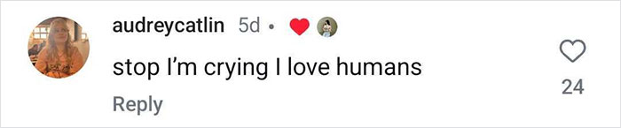 Social media comment expressing love for humans, related to local sports car surprise.