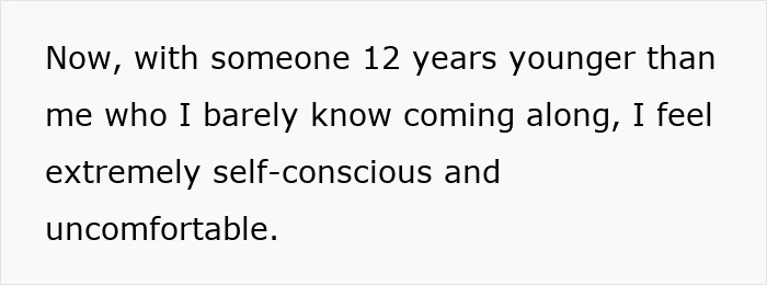 Text expressing an insecure mom's discomfort about a family vacation.