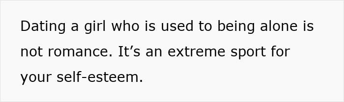 Text image showing a quote about dating perpetually single women and its impact on self-esteem.