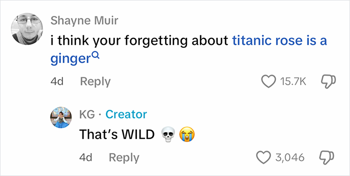 Comments discussing beauty standards in fairy tales, focusing on the recurring theme of human female and male beast.