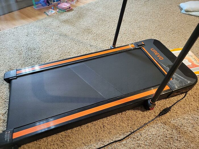 Treadmill on carpeted floor, representing items that last a lifetime.