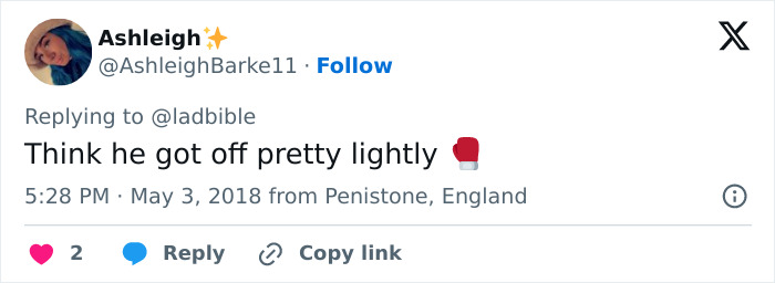 Tweet reacting to female reporter's live TV incident, viewed as a "great moment" by fans.