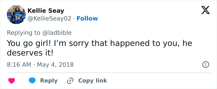 Tweet supporting female reporter after TV incident amidst public outrage.