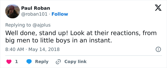 Tweet reaction to female reporter's live TV moment, praising her actions and highlighting audience response.