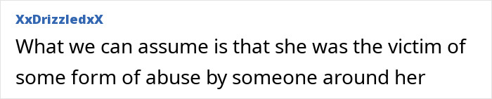 Text from an online comment speculating abuse related to former child star Sophie Nyweide.