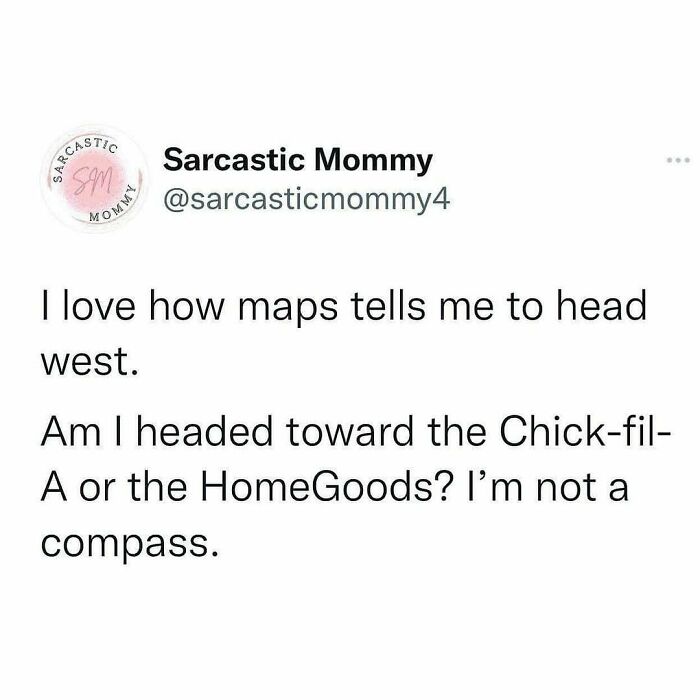 Funny post by Sarcastic Mommy joking about map directions and parenting navigation challenges.
