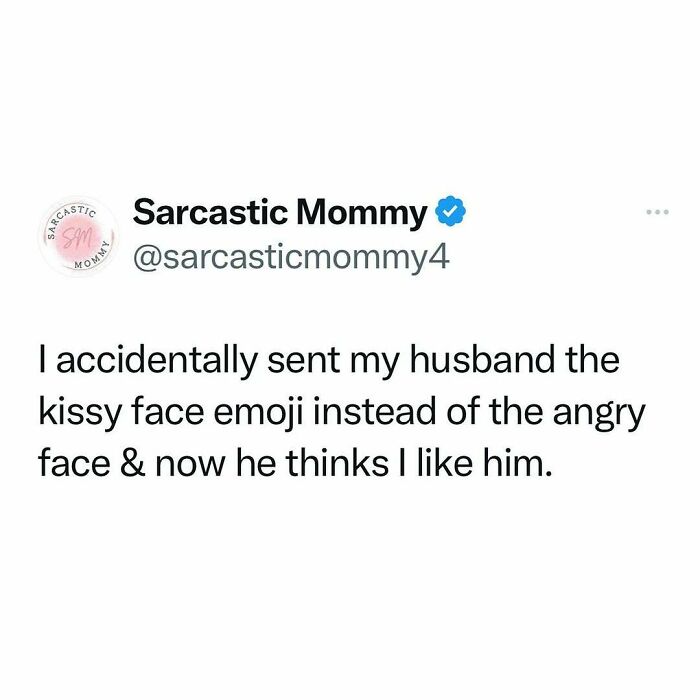 Funny post about a parenting mishap with emojis from a mom's Twitter account.