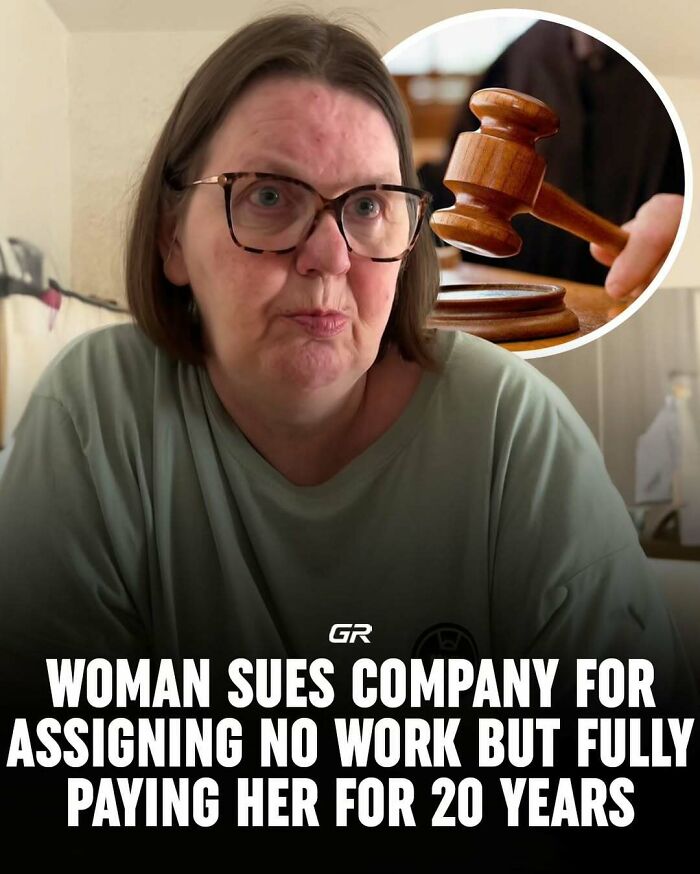 A woman in glasses is seen next to a gavel, highlighting an interesting legal fact.