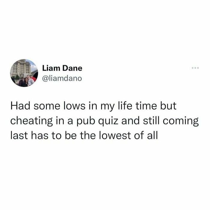 Tweet about growing up British highlights the irony of cheating in a pub quiz and still losing.