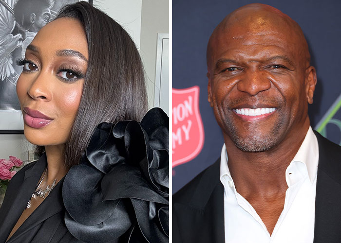 Two individuals sharing unglamorous behind-the-scenes moments on the red carpet.