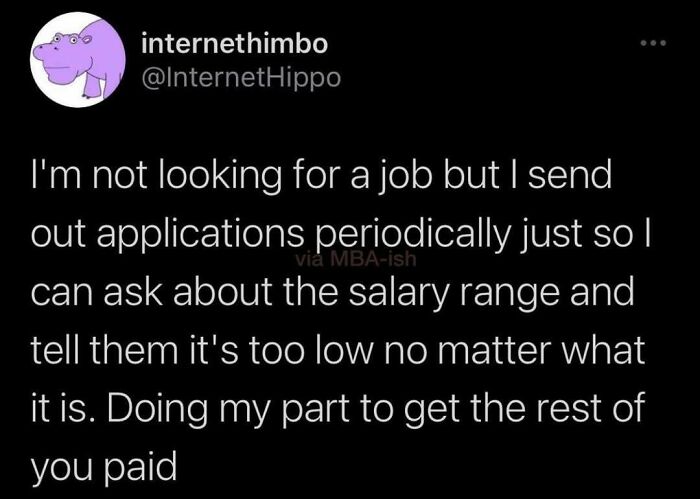 Work meme about sending job applications to critique salary ranges.