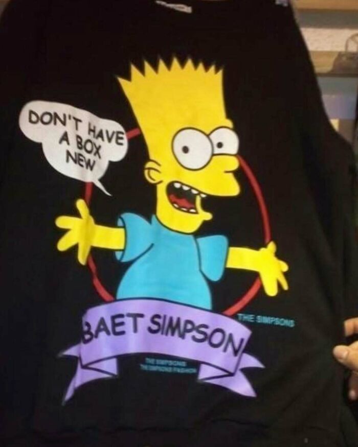 Bart parody on a T-shirt with funny translation error.