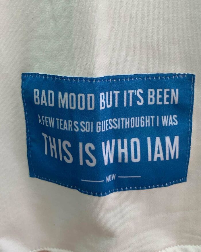 T-shirt with text translation error, featuring the phrase "Bad Mood But It's Been A Few Tears".