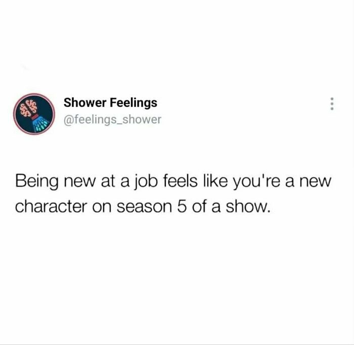 Text post from Shower Feelings about job anxiety, a relatable thought to occupy your brain while showering.