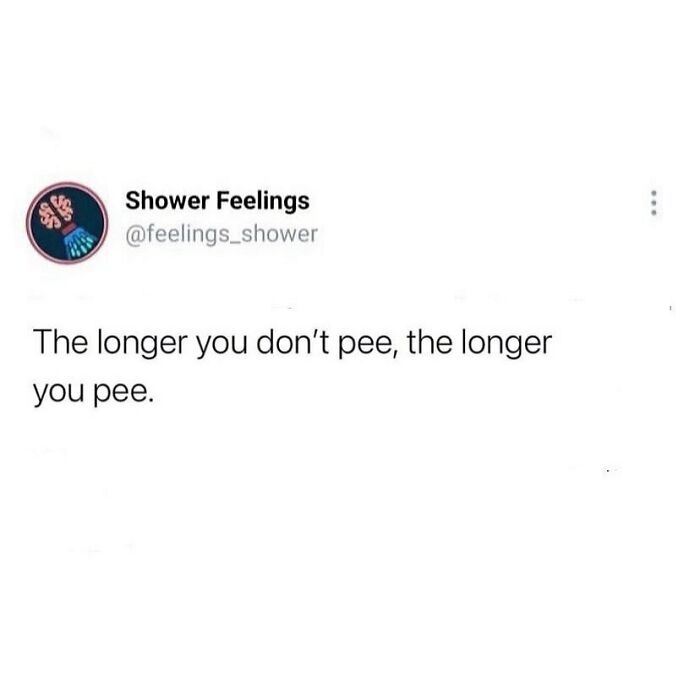 Social media post from Shower Feelings sharing a funny thought to occupy your brain while showering.