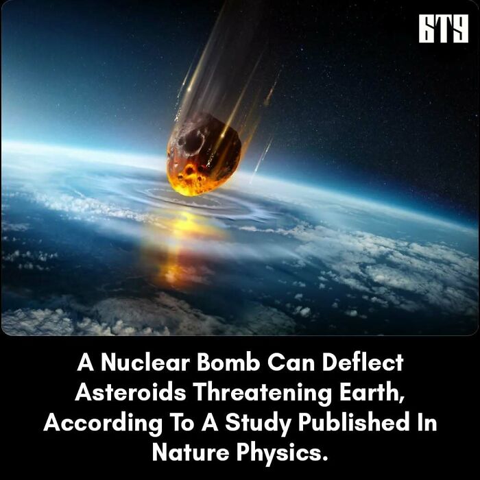 Asteroid approaching Earth with a study on nuclear b**b deflection, highlighting interesting facts about space.